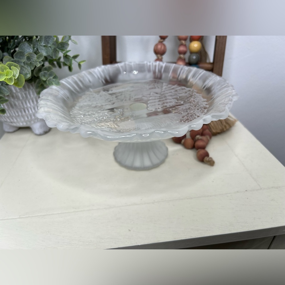 Vintage Mikasa Winter Dreams Crystal Footed Cake Stand Christmas